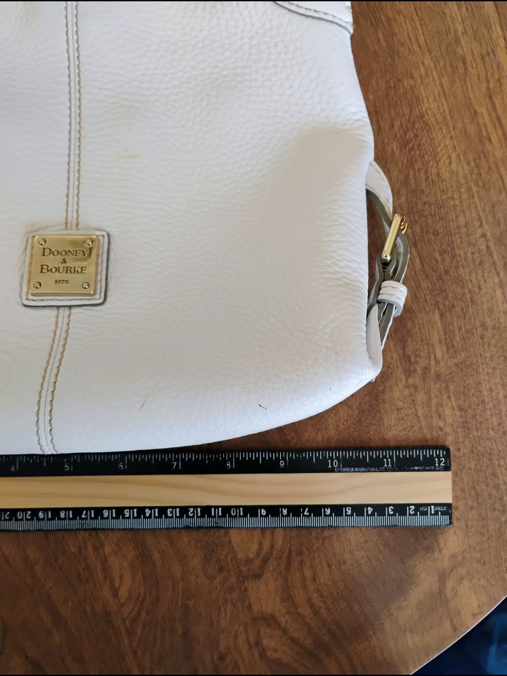 Dooney & Bourke White Pebble Grain Leather "Hobo Corner Buckle" Shoulder Bag - Picture 12 of 13